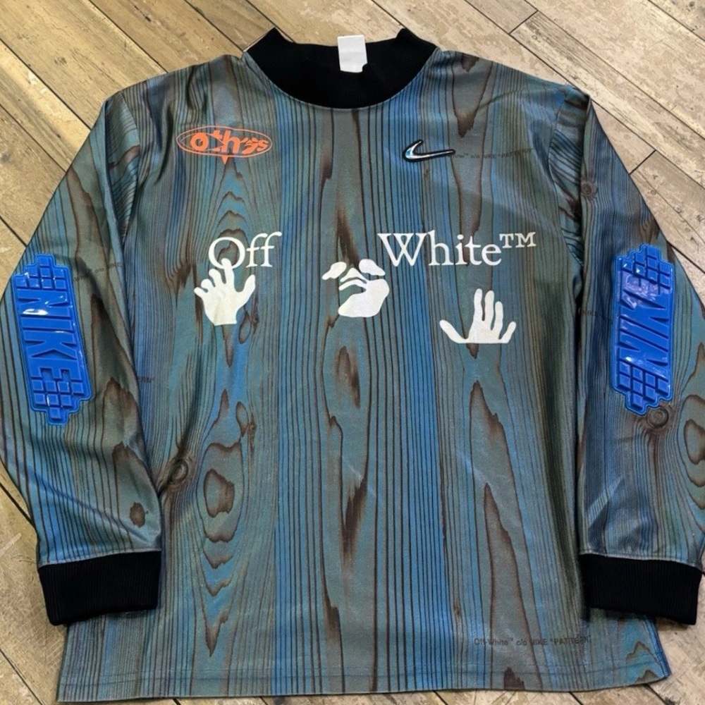 Off-White Blue Soccer Goalie Jersey Large L